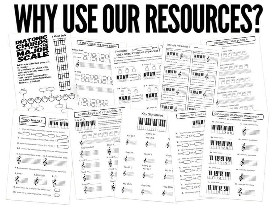 music theory worksheets and handouts